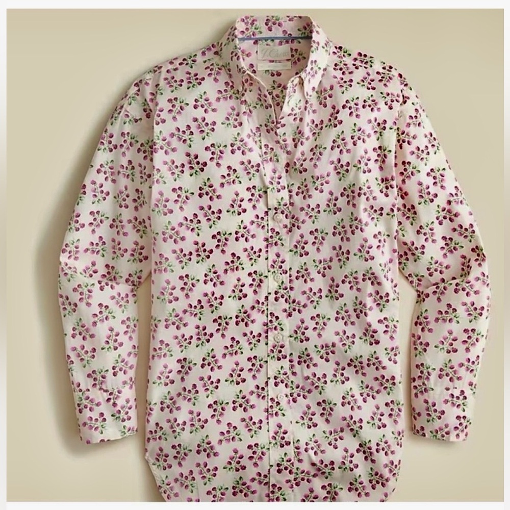 J. Crew Relaxed Fit Poplin Cotton Button Up Shirt - Whisper Berry - size 2 (XS)